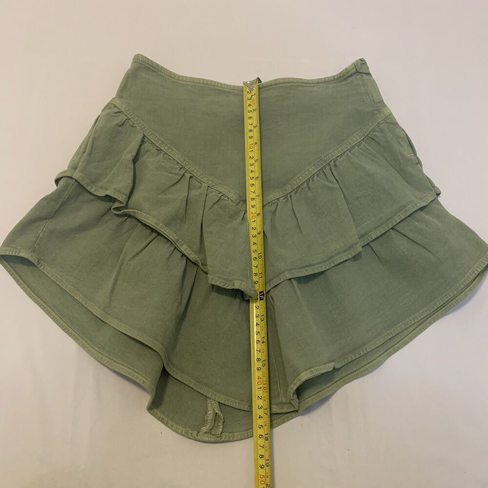 Mother The Ruffle Mini Skirt Green Loden Frost Cotton Blend - Women's 27 - Picture 12 of 12